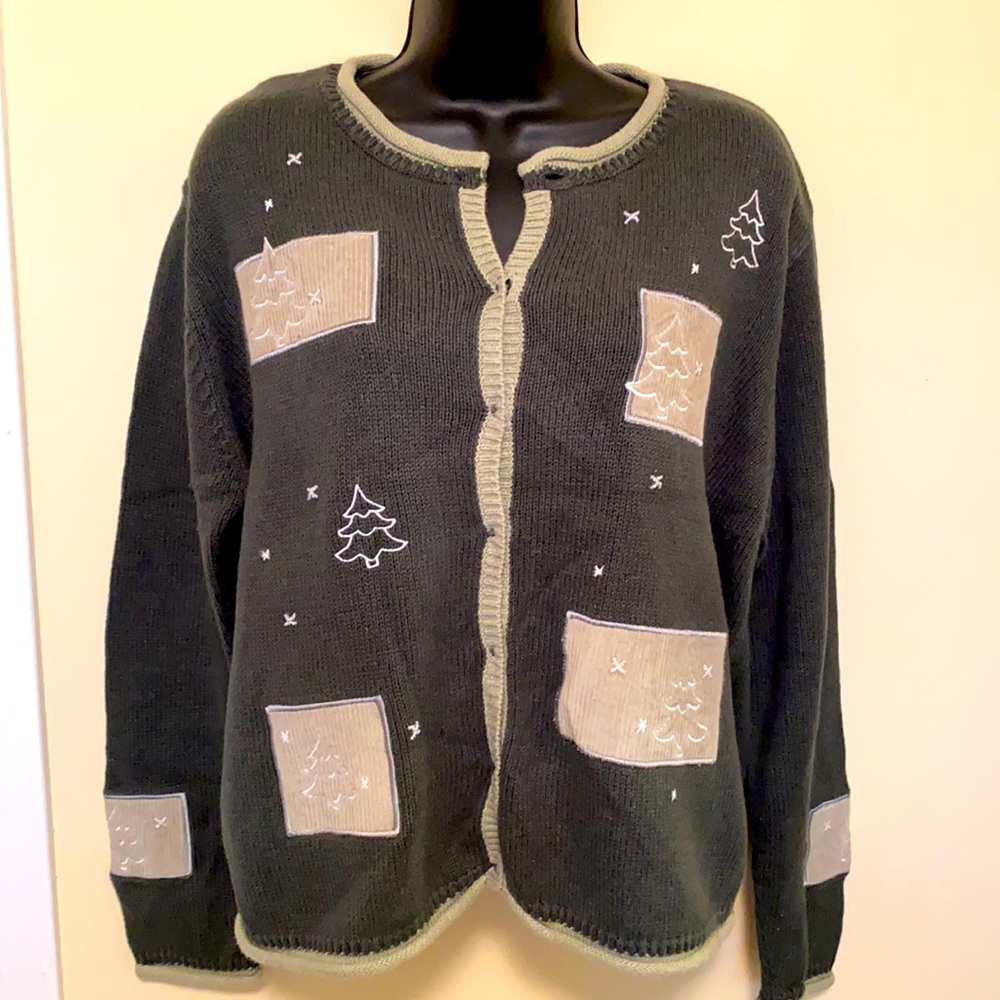 Christopher & Banks Hand Embroidered Christmas Sweater- Size L